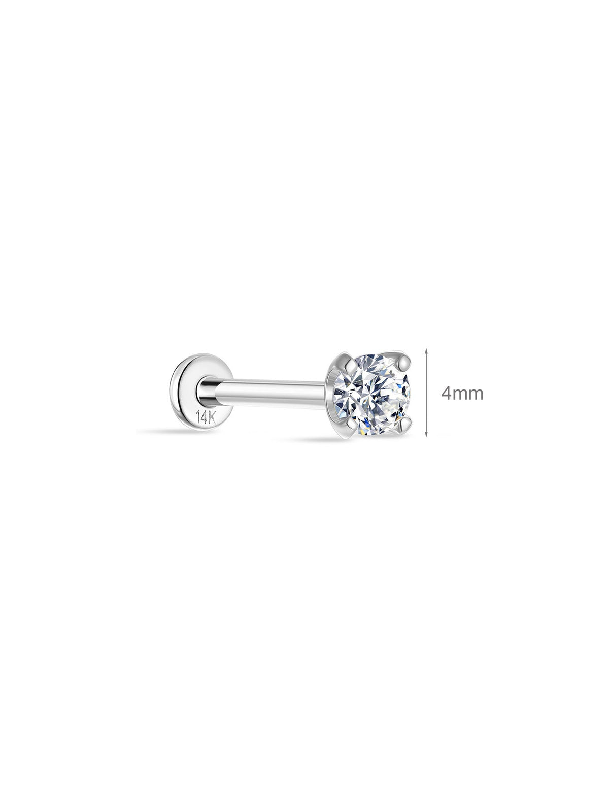 KOSINER 14K Solid Gold Minimalist 4MM Flat Back Stud
