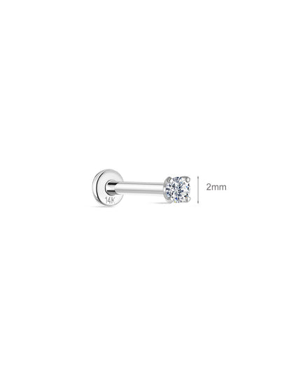 KOSINER 14K Solid Gold Minimalist 2MM Flat Back Stud