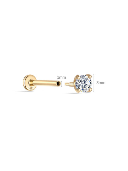 KOSINER 14K Solid Gold Birthstone Flat Back Stud