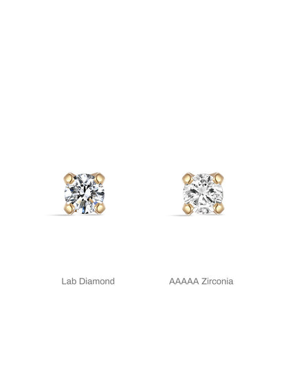 KOSINER 14K Solid Gold Minimalist 4MM Flat Back Stud