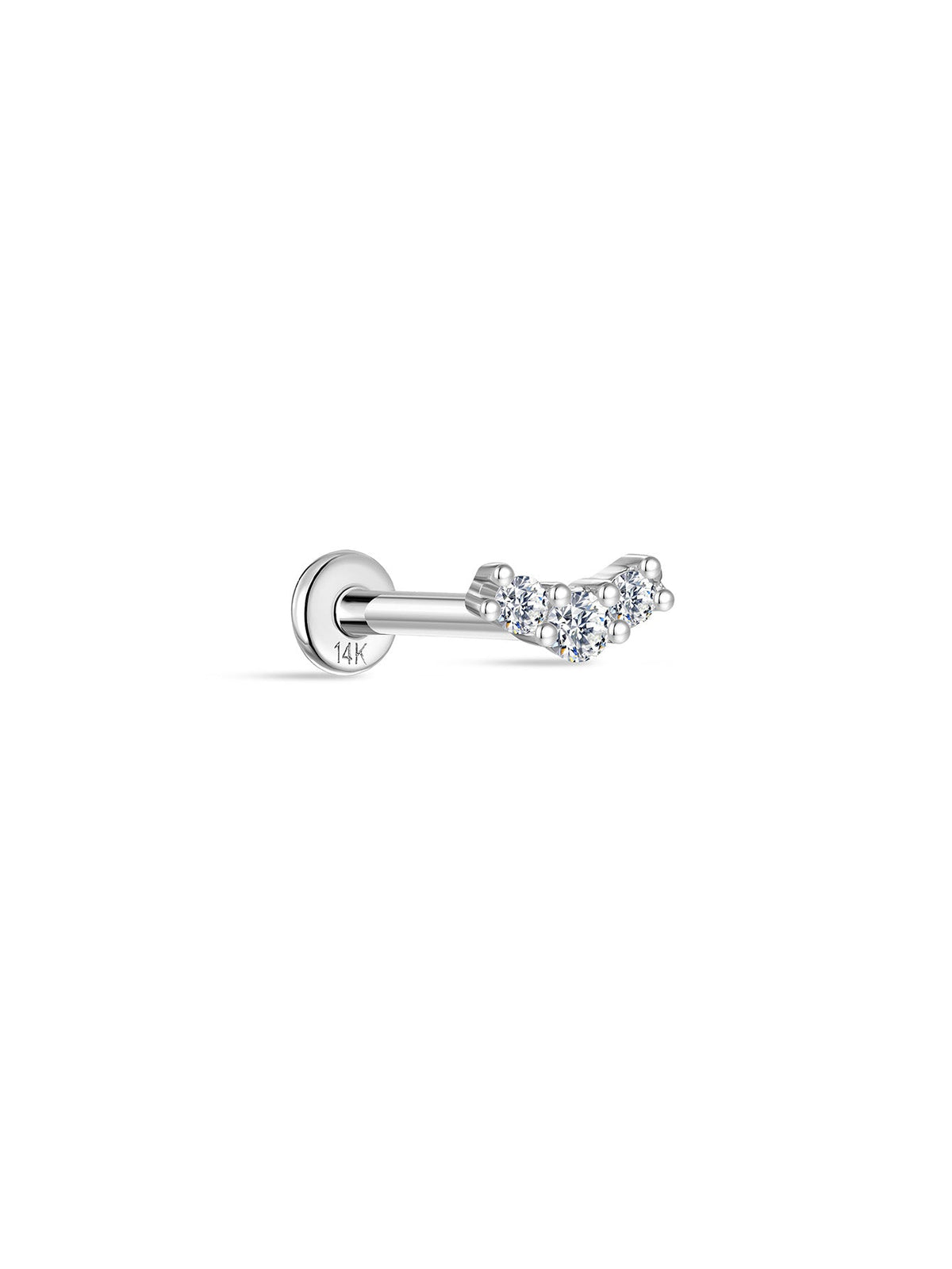 KOSINER 14K Solid Gold Delicate Pave Curved Flat Back Stud