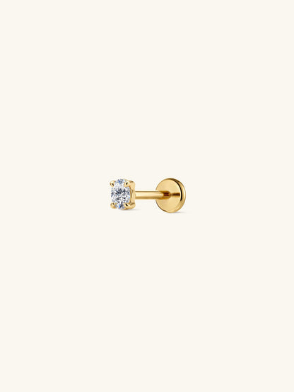 KOSINER 14K Solid Gold Oval Lab-Grown Diamond Flat Back Stud
