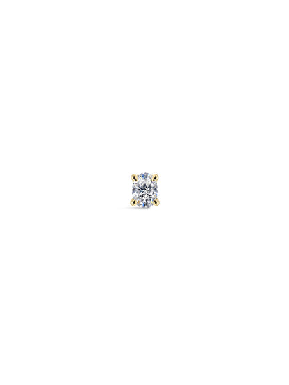 KOSINER 14K Solid Gold Oval Lab-Grown Diamond Flat Back Stud