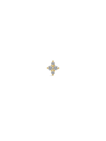 KOSINER 14K Solid Gold Clover Lab-Grown Diamond Flat Back Stud