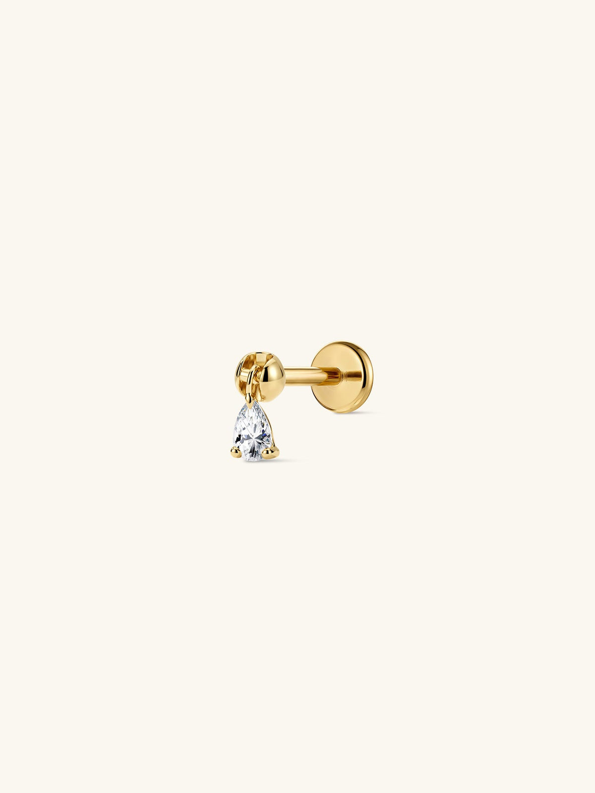 KOSINER 14K Solid Gold Floating Pear Lab-Grown Diamond Flat Back Stud