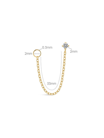 KOSINER 14K Solid Gold Lab-Grown Diamond Chain Drop Stud