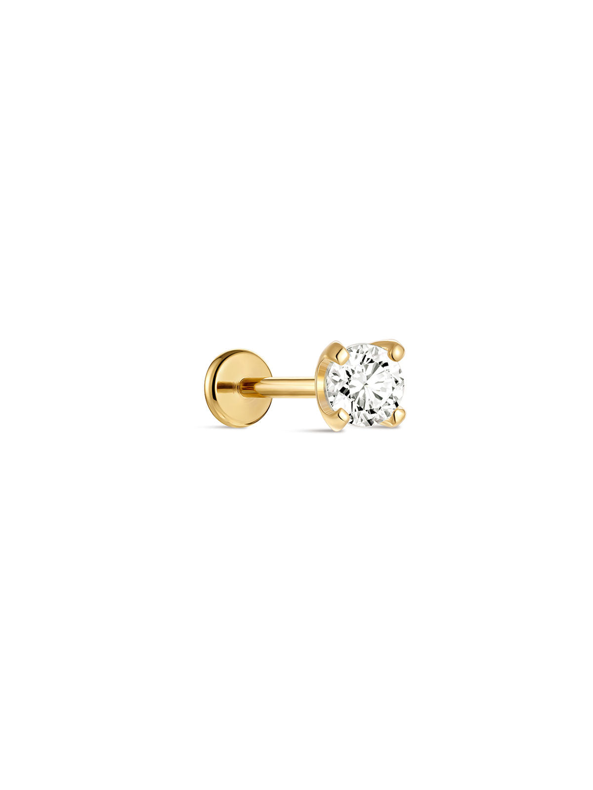 KOSINER 14K Solid Gold Minimalist Flat Back Stud