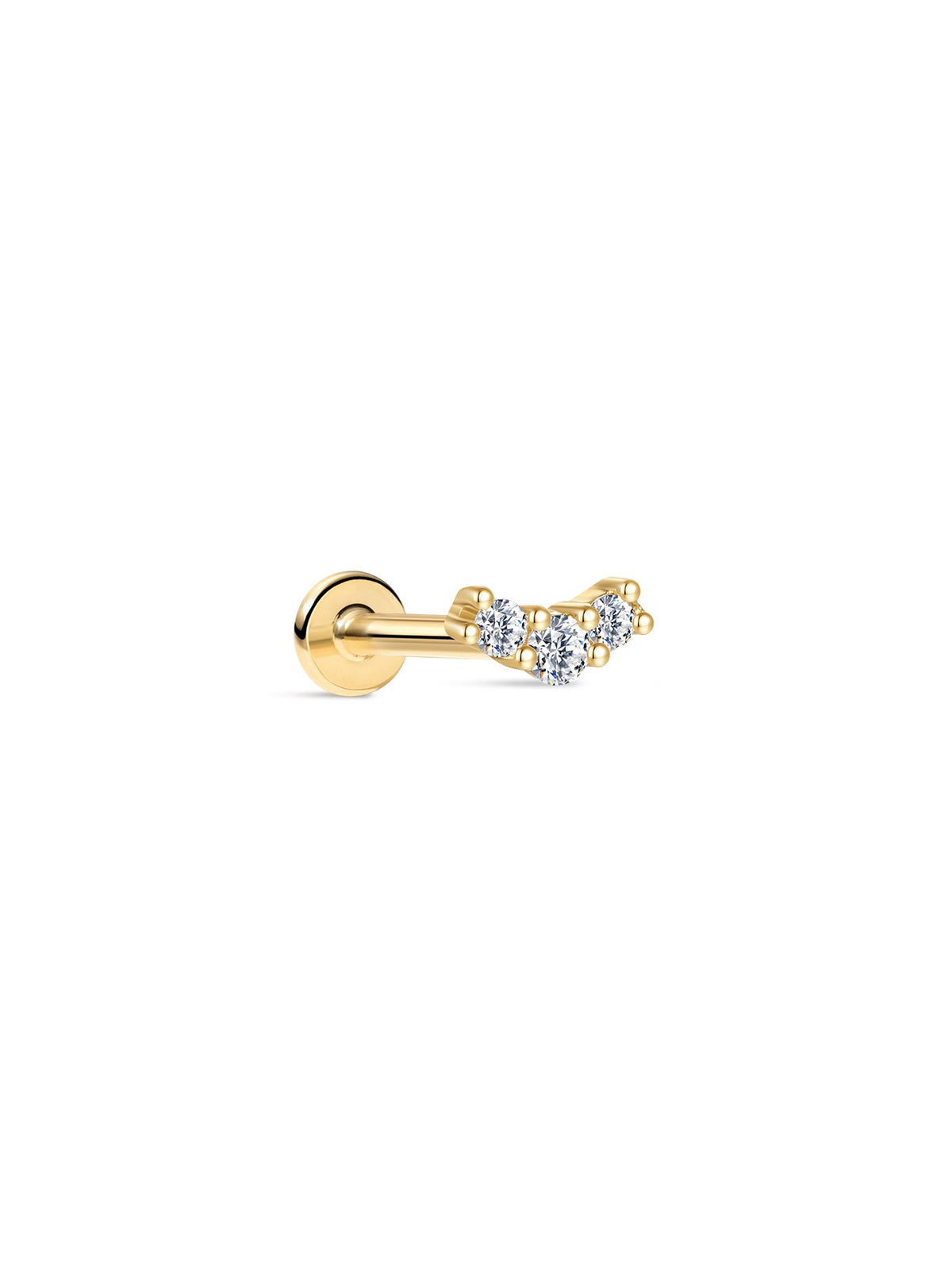 KOSINER 14K Solid Gold Delicate Pave Curved Flat Back Stud