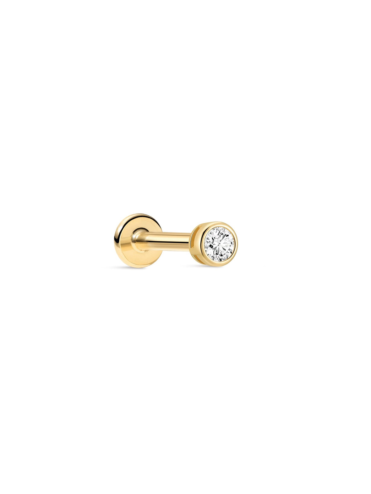 KOSINER 14K Solid Gold Delicate Bezel Flat Back Stud