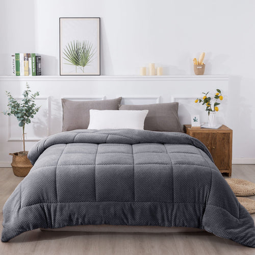 Kasentex Ultra Soft All Season Reversible Plush Sherpa Lined Comforter, Twin, Queen, King