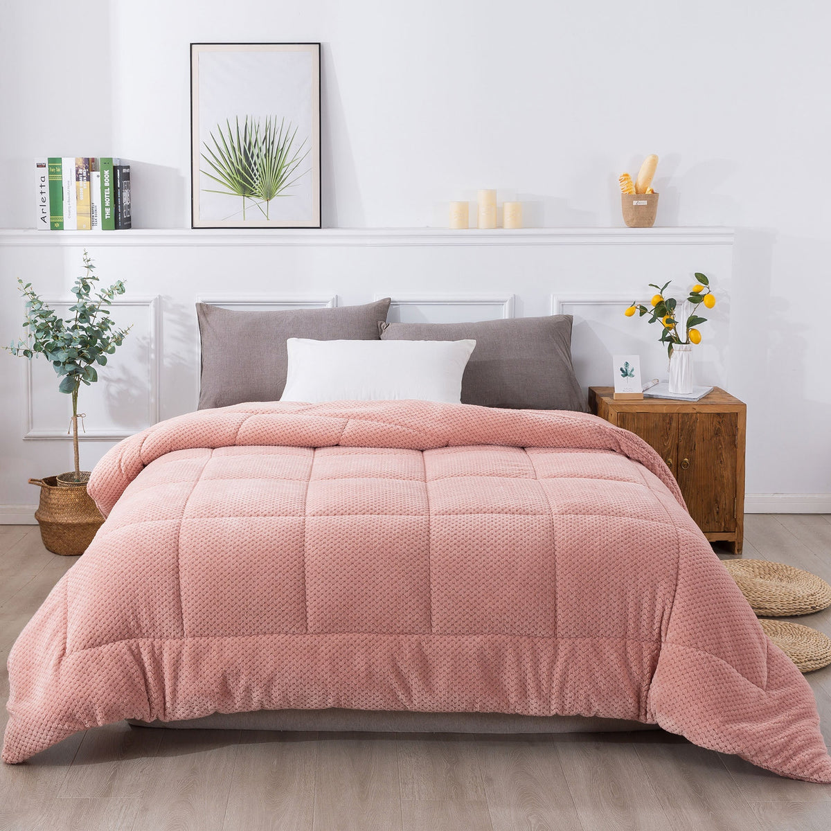 Kasentex Ultra Soft All Season Reversible Plush Sherpa Lined Comforter, Twin, Queen, King