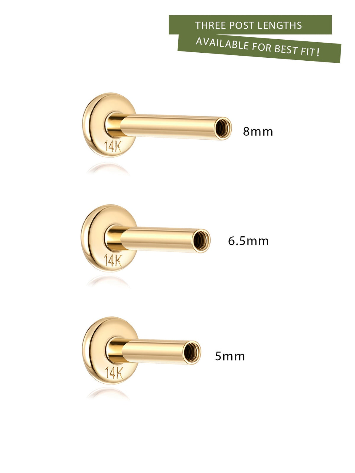 KOSINER 14K Solid Gold Sparkly Star Flat Back Stud