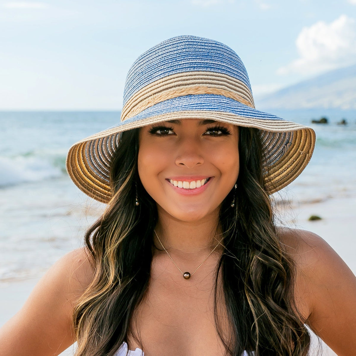 Multi-Stripe Bow Accent Sunhat