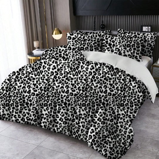 Leopard Print Duvet Cover Set with Pillowcases, Soft Microfiber All-Season Bedding for Twin, Full, Queen & King Beds