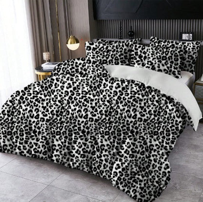 Leopard Print Duvet Cover Set with Pillowcases, Soft Microfiber All-Season Bedding for Twin, Full, Queen & King Beds