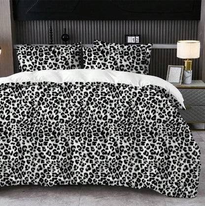 Leopard Print Duvet Cover Set with Pillowcases, Soft Microfiber All-Season Bedding for Twin, Full, Queen & King Beds