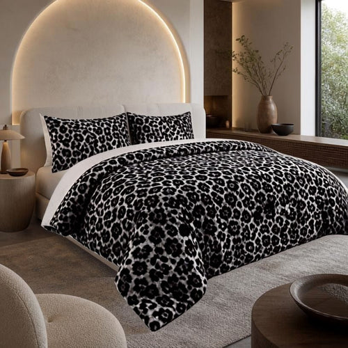Leopard Print Duvet Cover Set with Pillowcases, Soft Microfiber All-Season Bedding for Twin, Full, Queen & King Beds