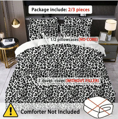 Leopard Print Duvet Cover Set with Pillowcases, Soft Microfiber All-Season Bedding for Twin, Full, Queen & King Beds