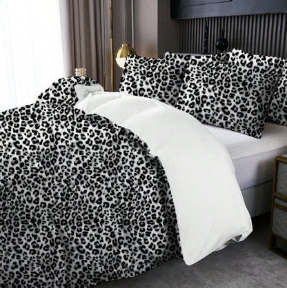 Leopard Print Duvet Cover Set with Pillowcases, Soft Microfiber All-Season Bedding for Twin, Full, Queen & King Beds