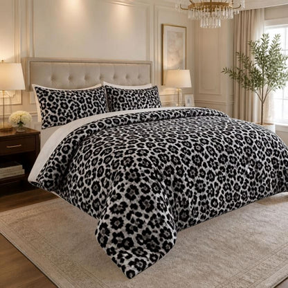 Leopard Print Duvet Cover Set with Pillowcases, Soft Microfiber All-Season Bedding for Twin, Full, Queen & King Beds