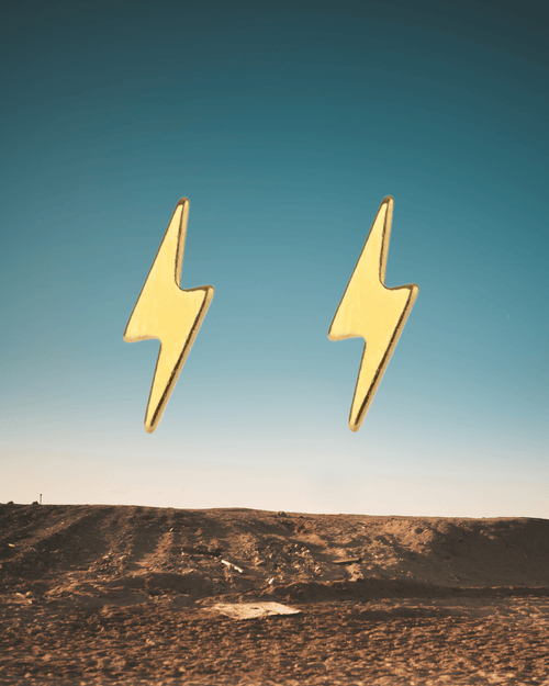 Lightning Bolt Studs - Gold