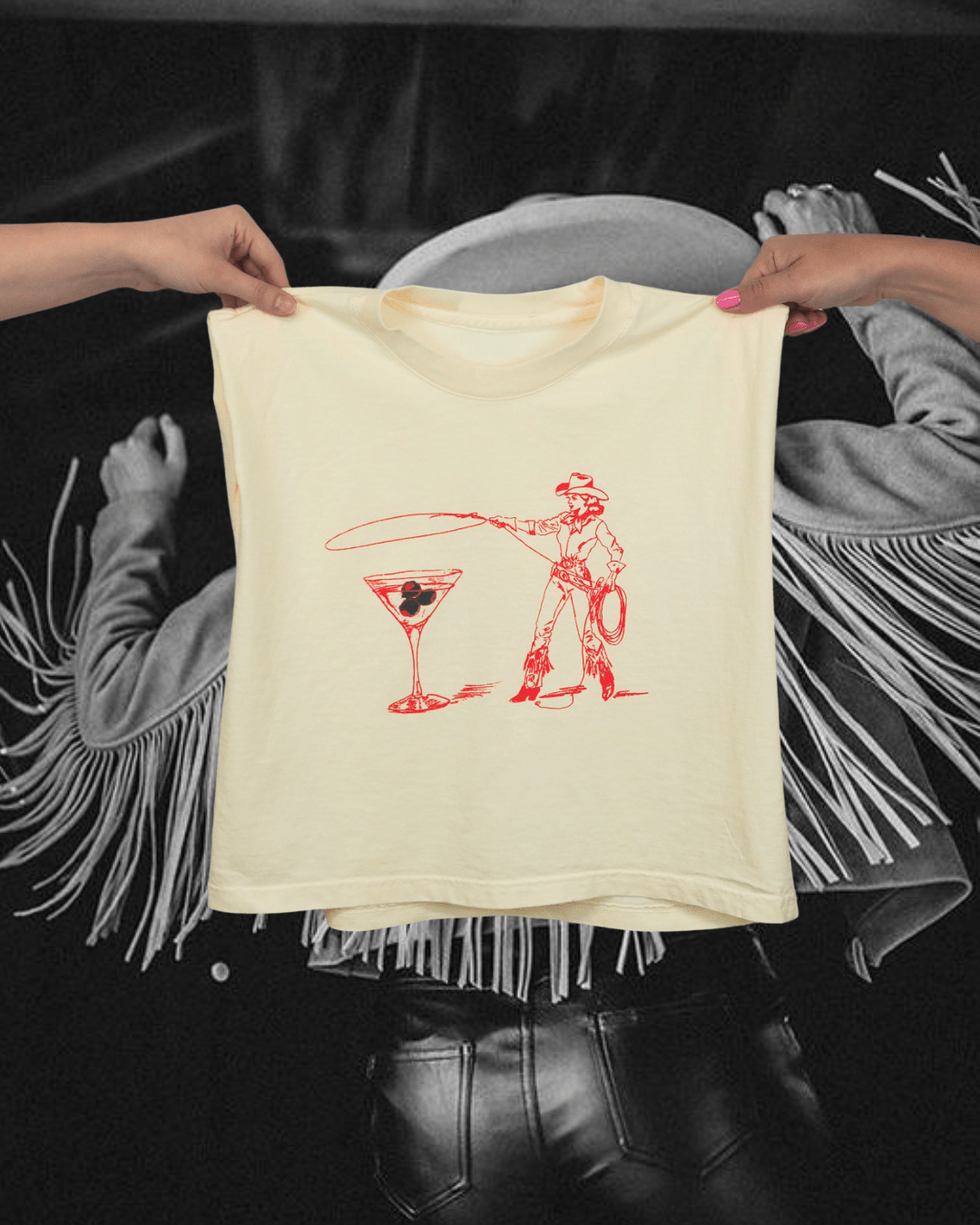 "Montana Martini" Ivory Muscle Tank
