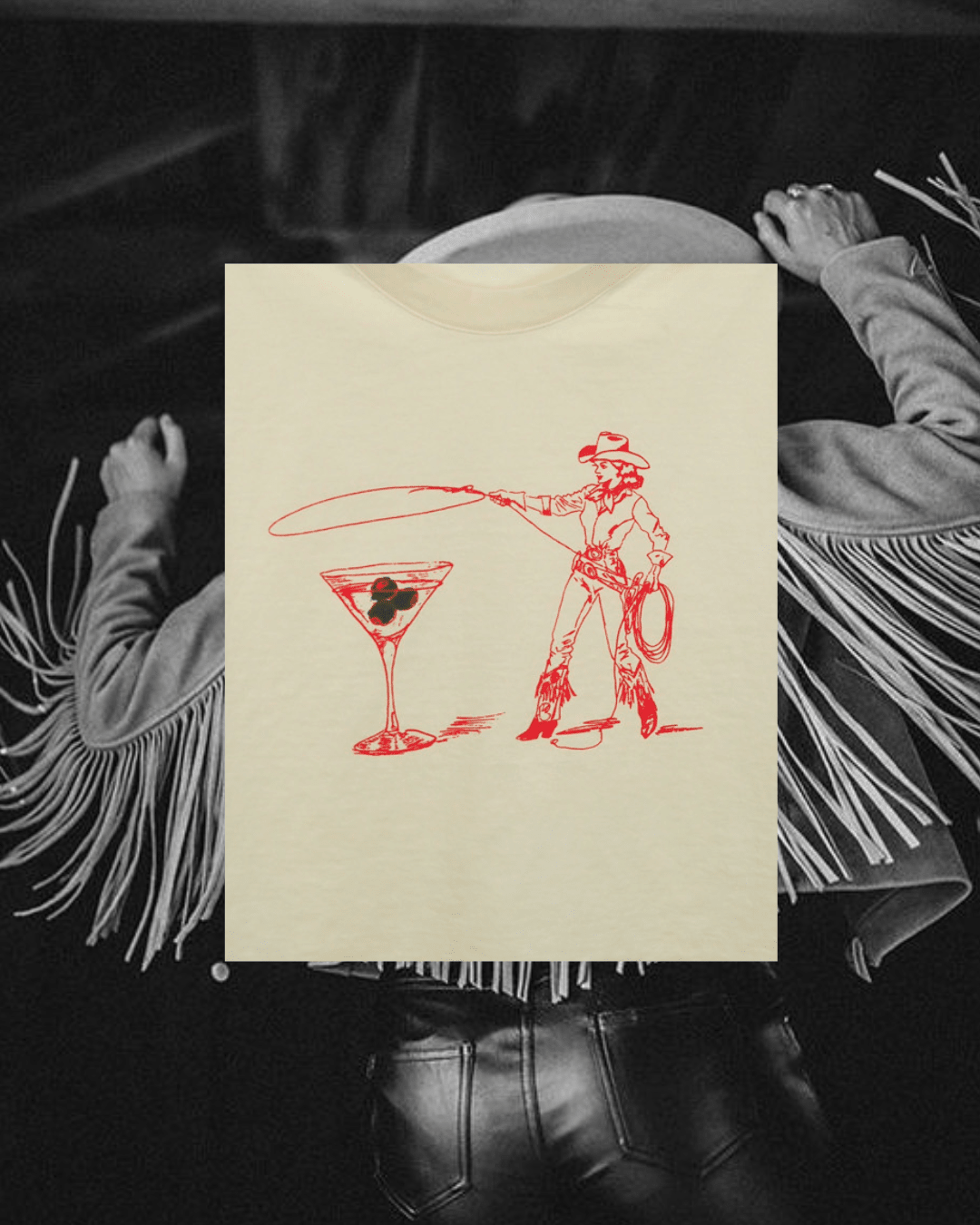 "Montana Martini" Ivory Muscle Tank