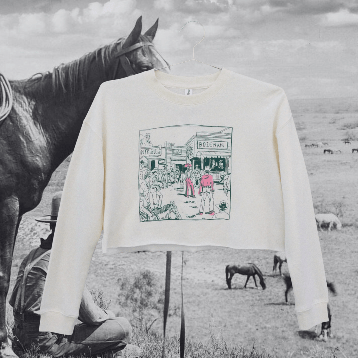 "Montana Standoff" Cropped Sweatshirt