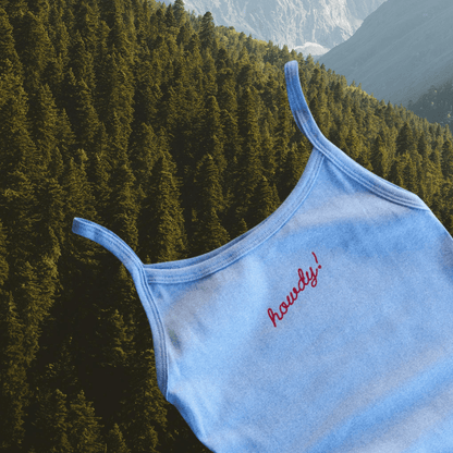 "Howdy!" Tank in Blue