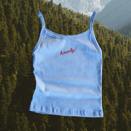 "Howdy!" Tank in Blue
