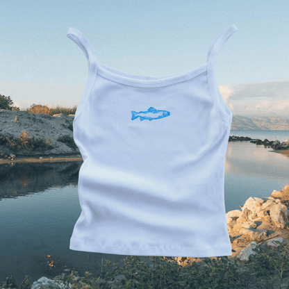"Swims with the Fishes" White Tank