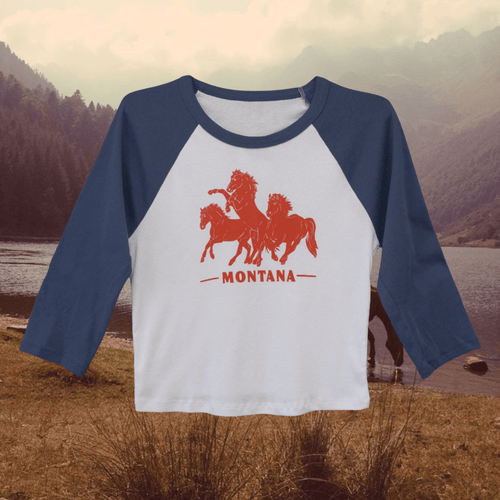 "Horsepower" Navy Baseball Crop Tee