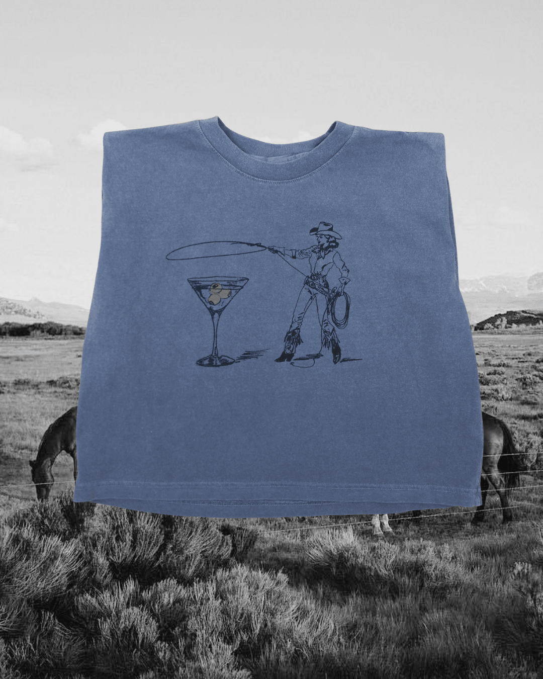 "Montana Martini" Muscle Tank in Blue
