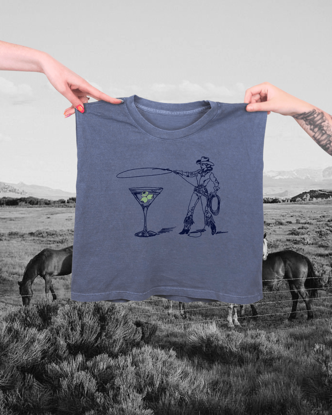 "Montana Martini" Muscle Tank in Blue