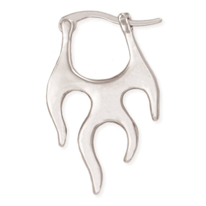 Hot Rod Silver Flames Hoop Earrings