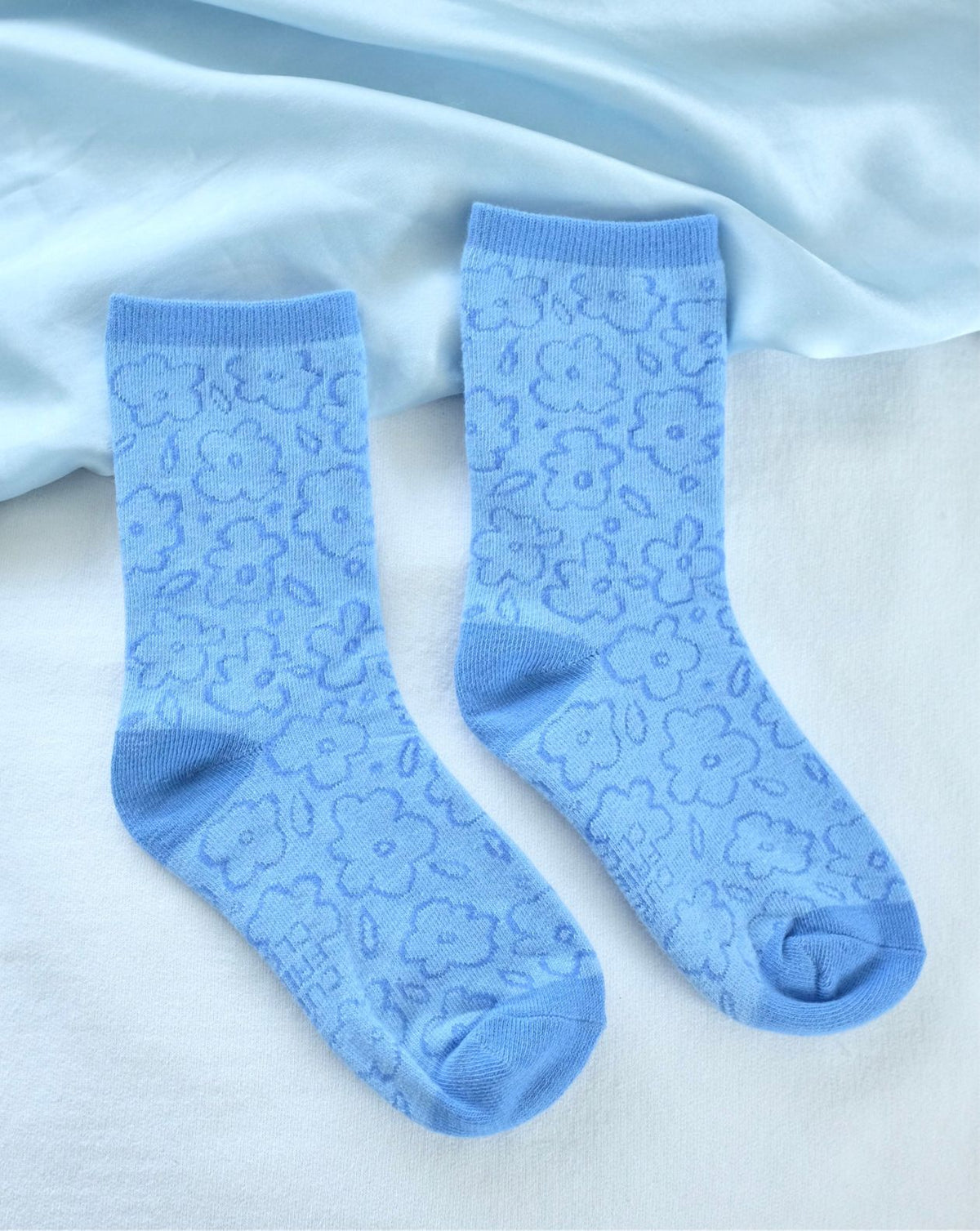Blue Floral Flower Spring Time Socks