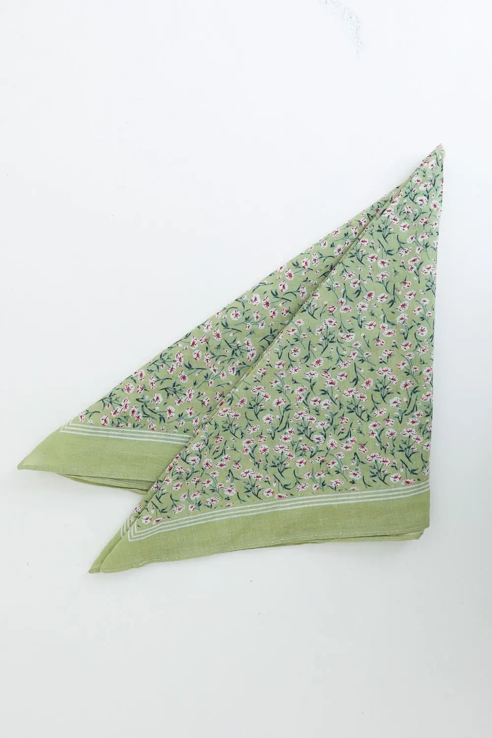Cotton Field of Flowers Bandana - Muted Sage
