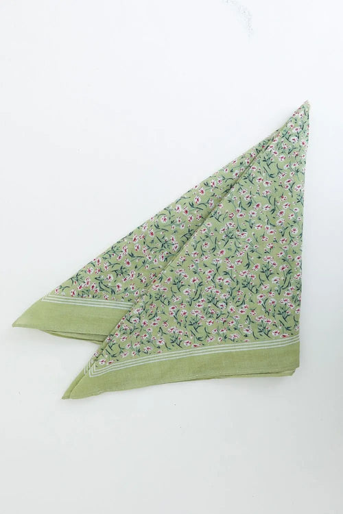 Cotton Field of Flowers Bandana - Muted Sage