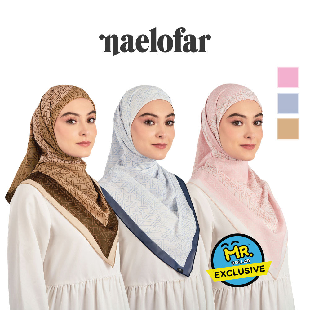 NAELOFAR Mono Cotton Chiffon Square in  Hijab Bawal (45inch)