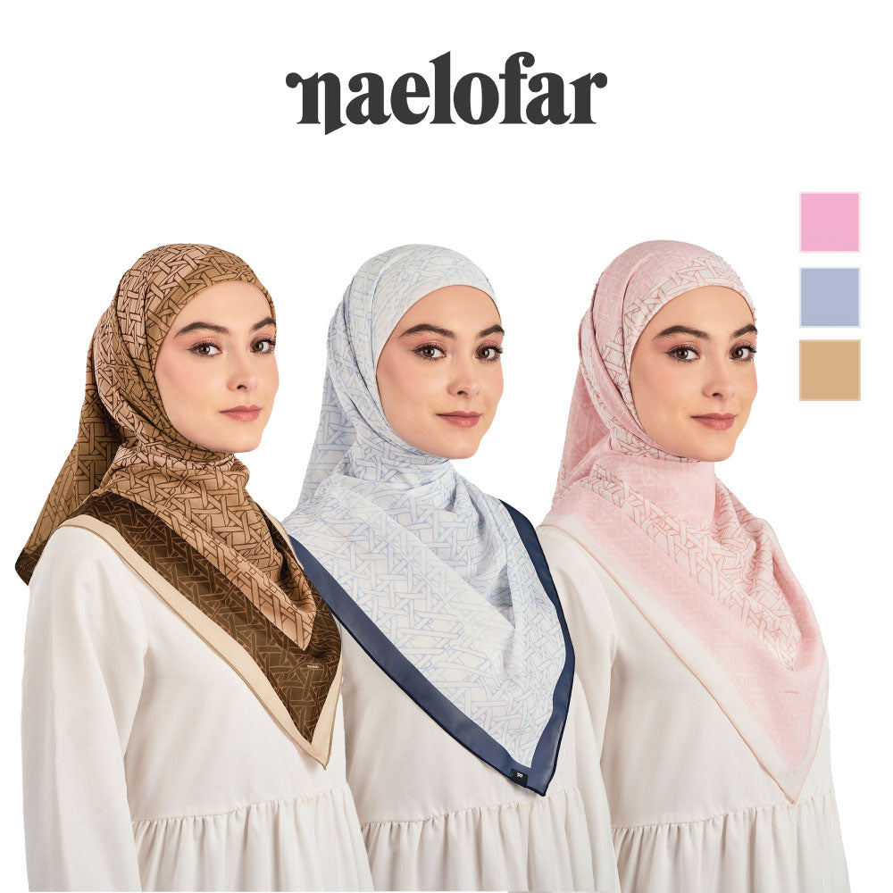 NAELOFAR Mono Cotton Chiffon Square in  Hijab Bawal (45inch)