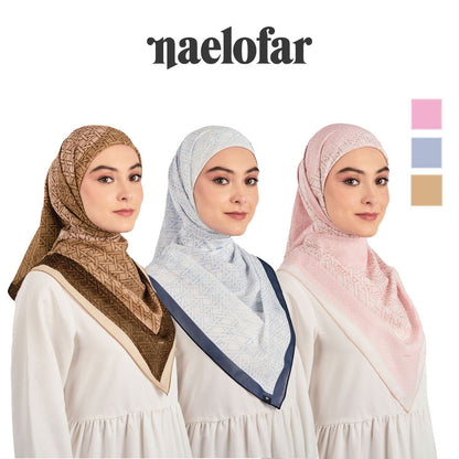 NAELOFAR Mono Cotton Chiffon Square in  Hijab Bawal (45inch)