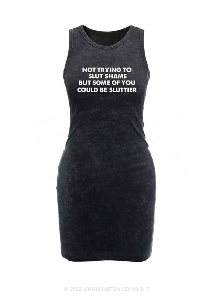 Not Trying To Slxt Shame Y2K Washed Tank Dress Cherrykitten
