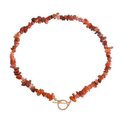 Vintage Sexy Red Gravel Natural Stone Necklace