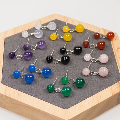 Multicolor Natural Agate Raw Stone Earrings