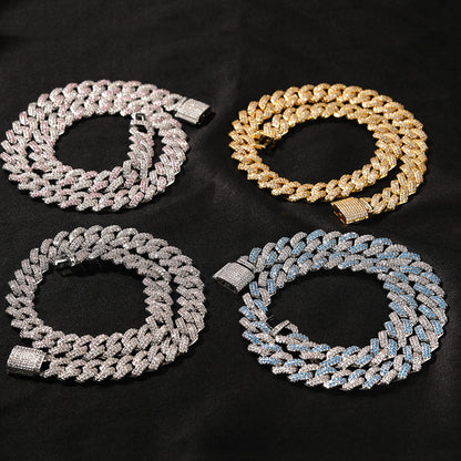 Hip-hop bar-style Cuban zircon-encrusted necklace