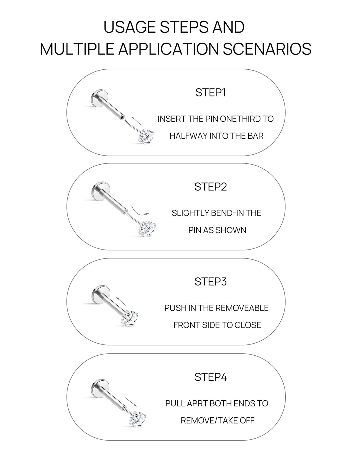 KOSINER Titanium Simple Flat Back Stud