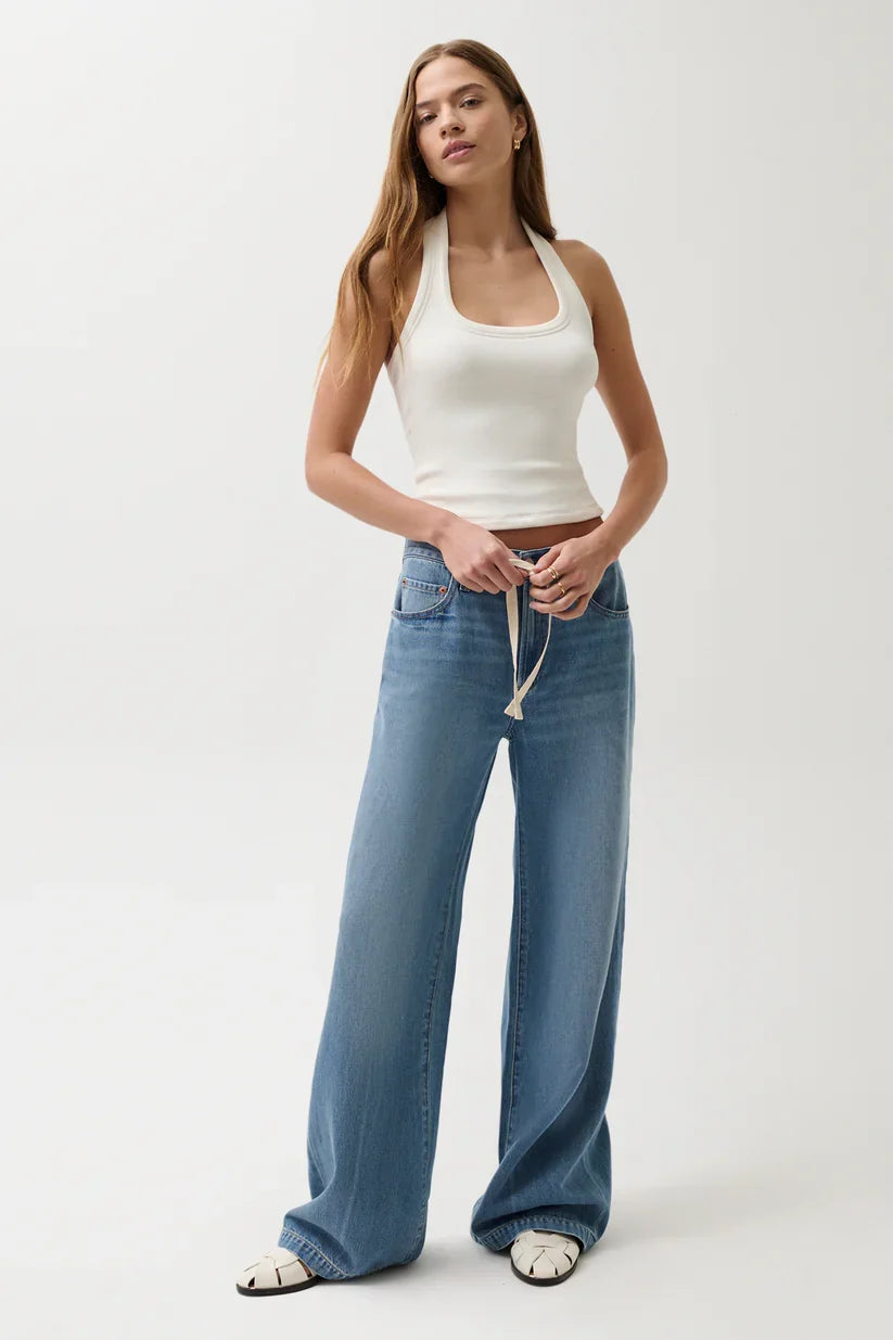 Jadyn Mid Rise Drawstring Palazzo Jean - Expanse