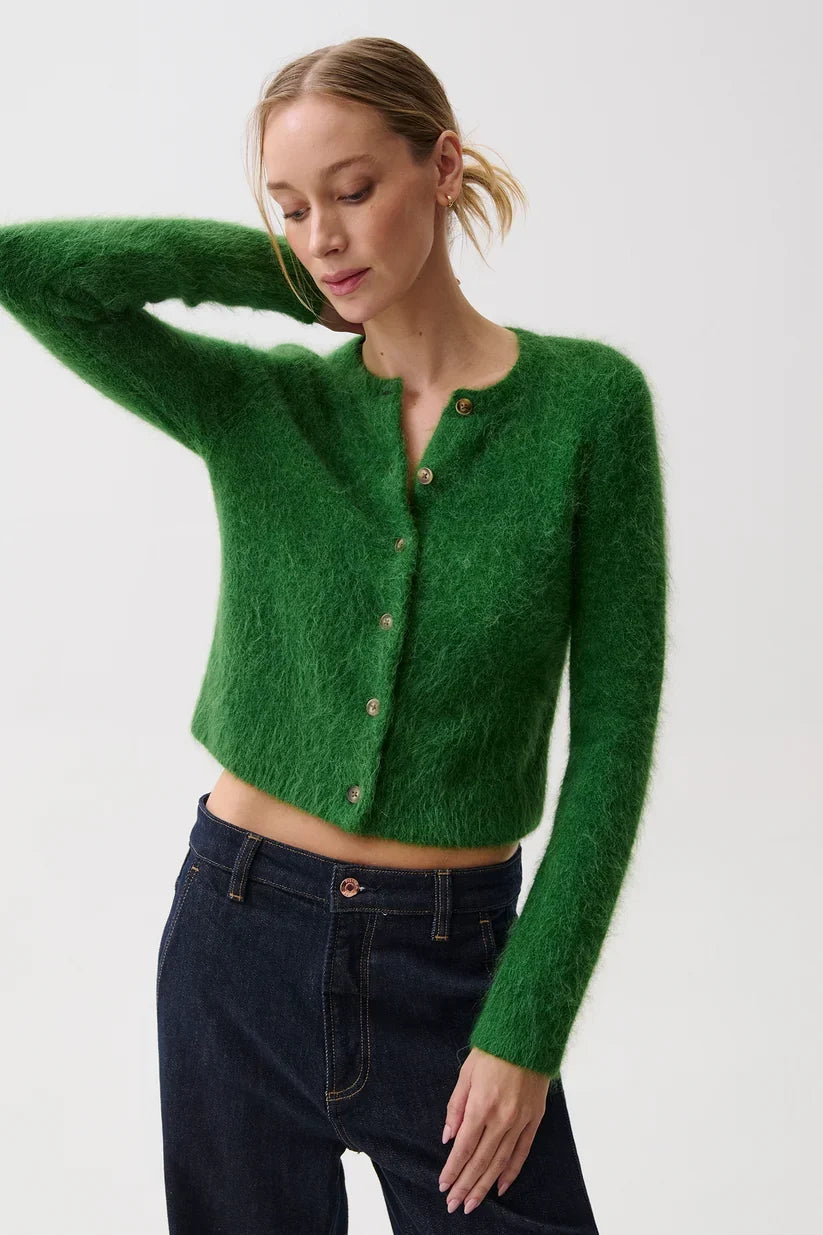 Yara Alpaca Blend Shrunken Cardigan - Vivd Moss