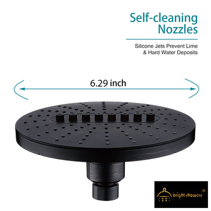 Bright Showers 6.3" 2-Spray Rainfall Shower Head with Adjustable Angles