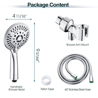 9-Spray Handheld Shower Head Set with Hose and Shower Arm Mount